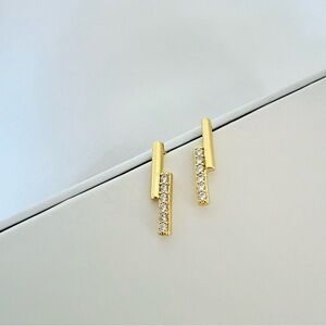 Double Bar Stud Earrings | 14K Gold Plated | Waterproof Minimalist Jewelry